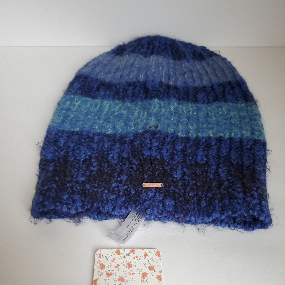 Free People Cozy in Stripes Beanie-Cobalt Dreams